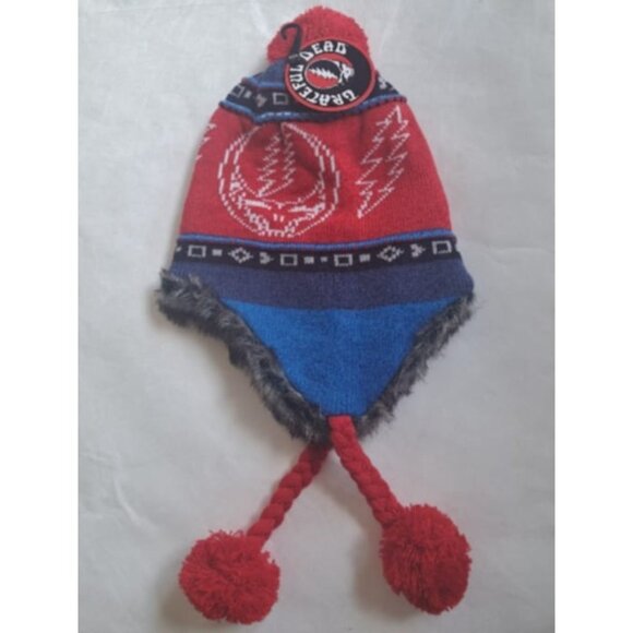 New Red Blue Winter Hat Steal Your Face Station Grateful Dead Adult Laplander Sk - Picture 1 of 3